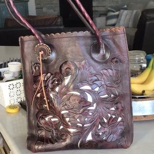 Patricia Nash Tooled leather purse and wallet burgundy/brown
